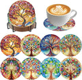 8 Pack Diamond Art Coasters, Tree of Life Diamond Painting Coasters Kits | Tree by Zythron