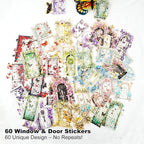 60PCS Butterfly Window PET Stickers – Romantic Vintage Style Journal Supplies - Image 2