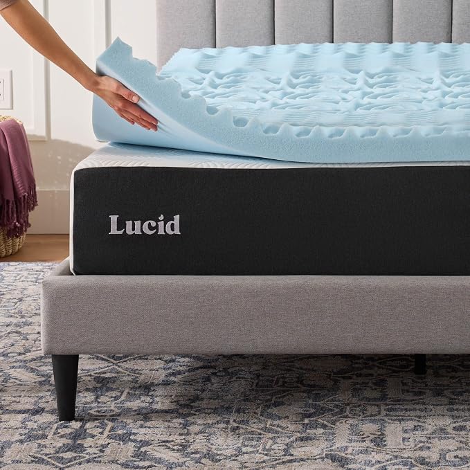 LUCID 3 Inch Gel Memory Foam Mattress Topper, Twin XL size – 5 Zones – Cooling - Image 6