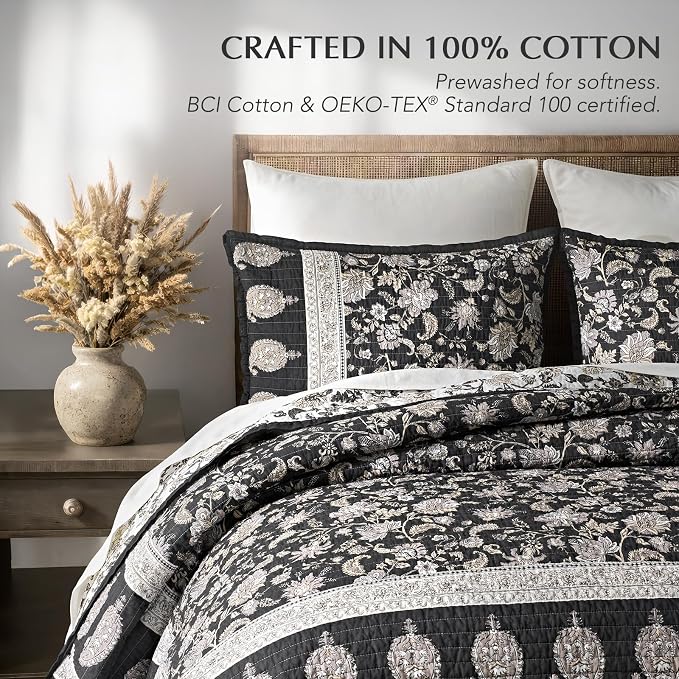 EverGrace Cotton Quilt Set Queen Size, 100% Cotton Reversible Lightweight - Image 3