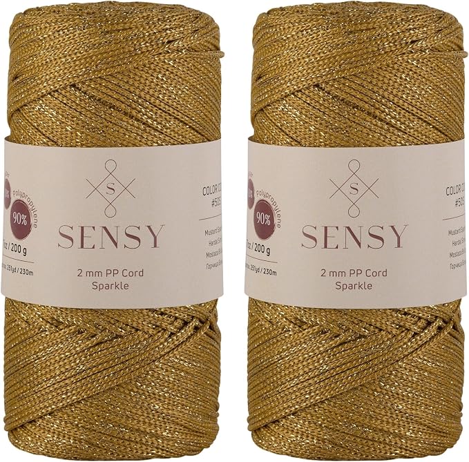 2 Pack of Sensy Premium 2mm 251 Yards Sparkle Polyester Rope 90% Polypropylene by SSENSY