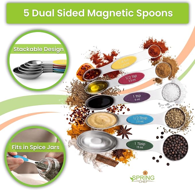 Spring Chef Magnetic Measuring Cups & Spoons Set of 9 - Image 3
