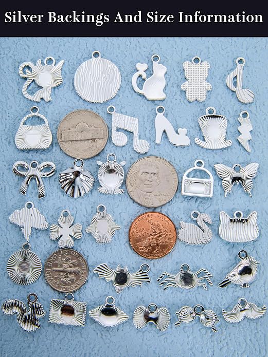 Silver-Tone Enamel Charms Set for DIY Jewelry Making - Image 3