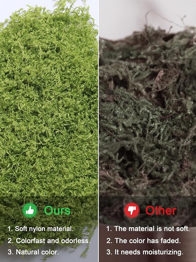 Forlaoers 5.3oz Light Green Artificial Floral Moss Fake Moss Faux Plant - Image 9