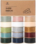 Vitalizart 1" x 150 Yd Organza Ribbon Mixed Color Sheer Ribbons Set 10 Yd x 15 by Vitalizart