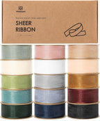 Vitalizart 1" x 150 Yd Organza Ribbon Mixed Color Sheer Ribbons Set 10 Yd x 15 by Vitalizart