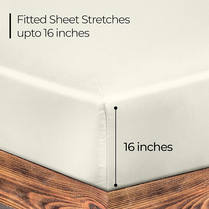 ROYALE LINENS 300 Thread Count 100% Long Staple Combed Cotton Fitted Sheet Full - Image 3