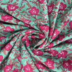 E-Tailor® Indian Ethnic 100% Cotton Voile Running Hand Block Print Natural by E-Tailor
