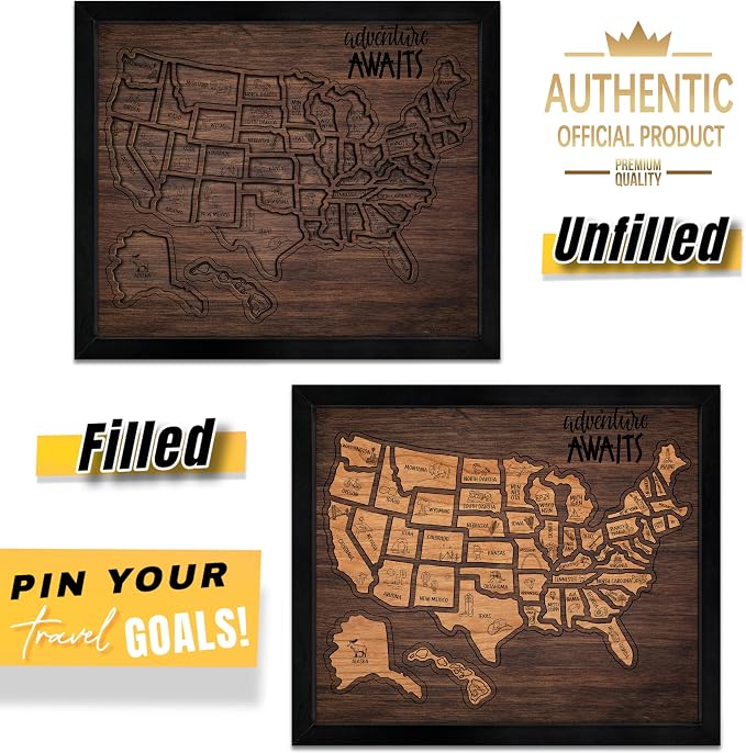 flinelife USA Landmarks Travel Map, Wooden USA Map Puzzle - Image 2