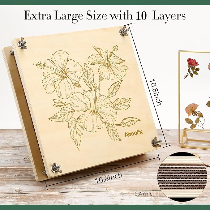 Aboofx Flower Press Kit, Craft Kits 11"x11" 10 Layers Wooden Flower Pressing Kit - Image 2