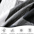 Tyrot 3 Piece Black Grey Quilt Set Full/Queen Size Black White Geometric - Image 6