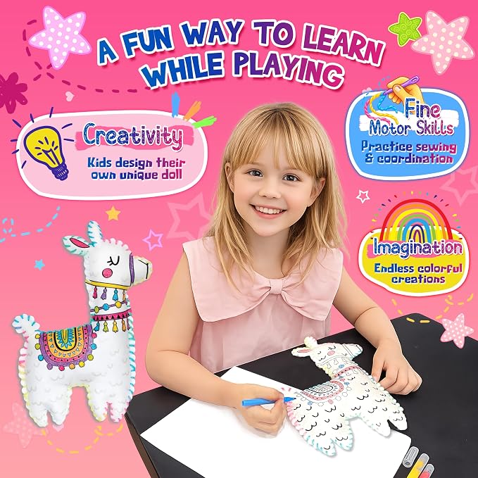 Llama Sewing Kit for Kids Ages 6+, Make Your Own Plush Toy Cute Friends - Image 5