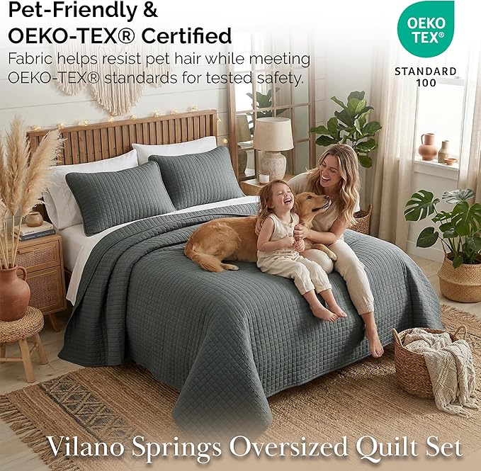 Southshore Fine Living, Inc. Twin Summer Quilts Set, Quilted Grey Bedspread - Image 5