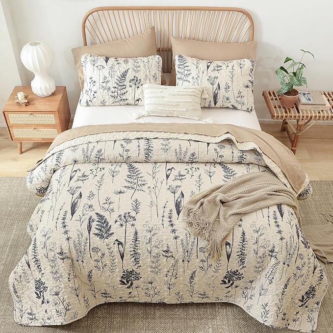 JANZAA Twin Quilt Beige Quilt Bed Spread Boho Quilt - Image 7