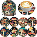 Zythron 8 Pack Diamond Art Coasters, Mushroom Diamond Painting Coasters Kits | by Zythron