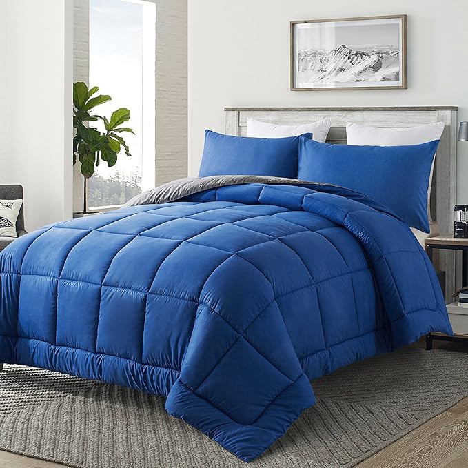 DOWNCOOL Blue/Grey Full Size Comforter Set - Image 2