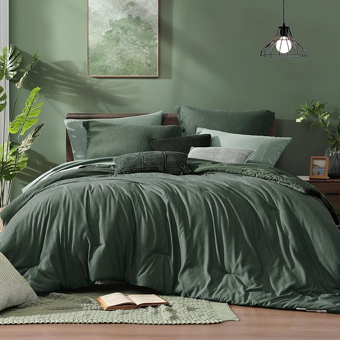 Monbix Twin XL Comforter Set Deep Forest, Cationic Dyeing Bedding Set by Monbix