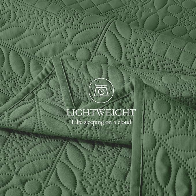 FLYMME Twin Quilt Bedding Set, Olive Green Ultra Soft Lightweight Microfiber - Image 5