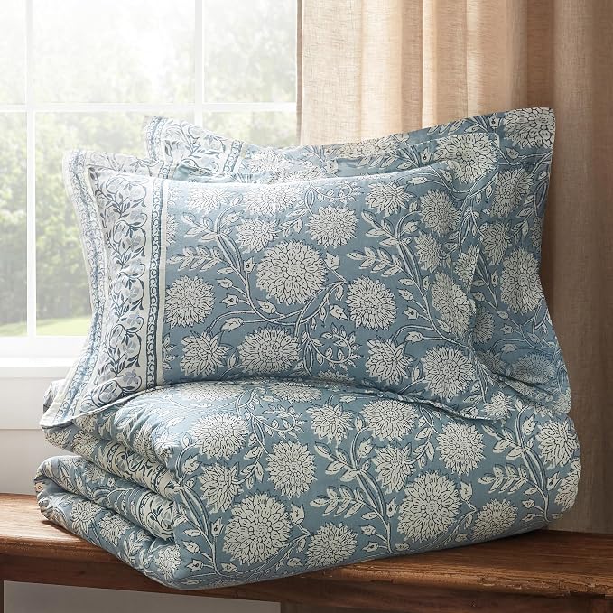 Levtex Home Adare Blue Reversible Queen Duvet Cover Set - Image 5