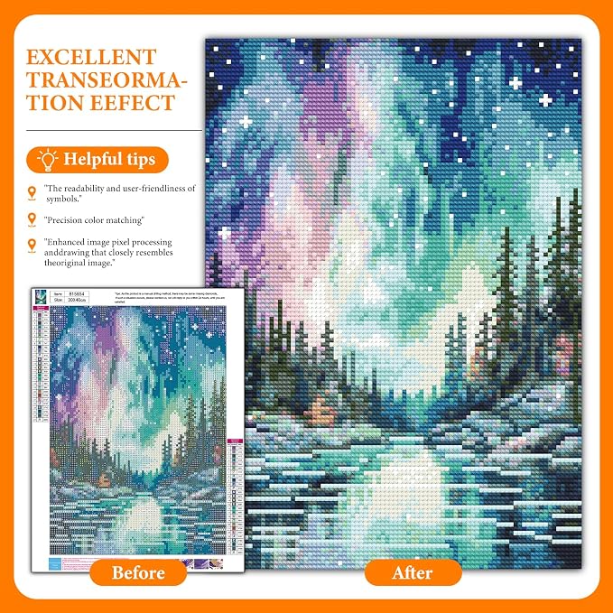 Offito Aurora Diamond Art Kits for Adults, 5D Starry Sky Lake Diamond Painting - Image 2