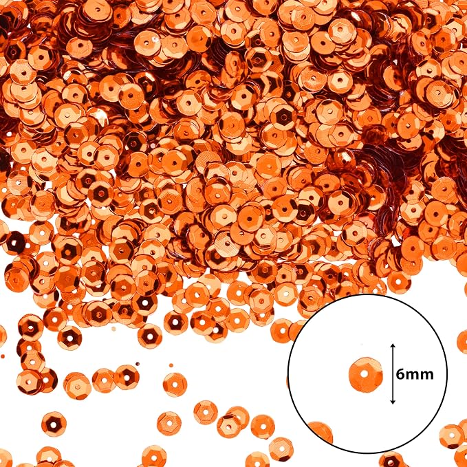 Mandala Crafts 6mm Cup Round Orange Sequins - Image 3