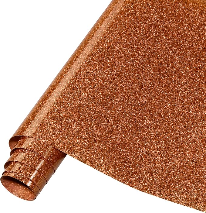 Tintnut Copper Gold Glitter Heat Transfer Vinyl Roll, easy cut & weed, stretch by Tintnut