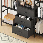 AFLUI Triple Bookshelf with 3 Fabric Drawers, 5-Tier Book Shelf and 10 Display - Image 4