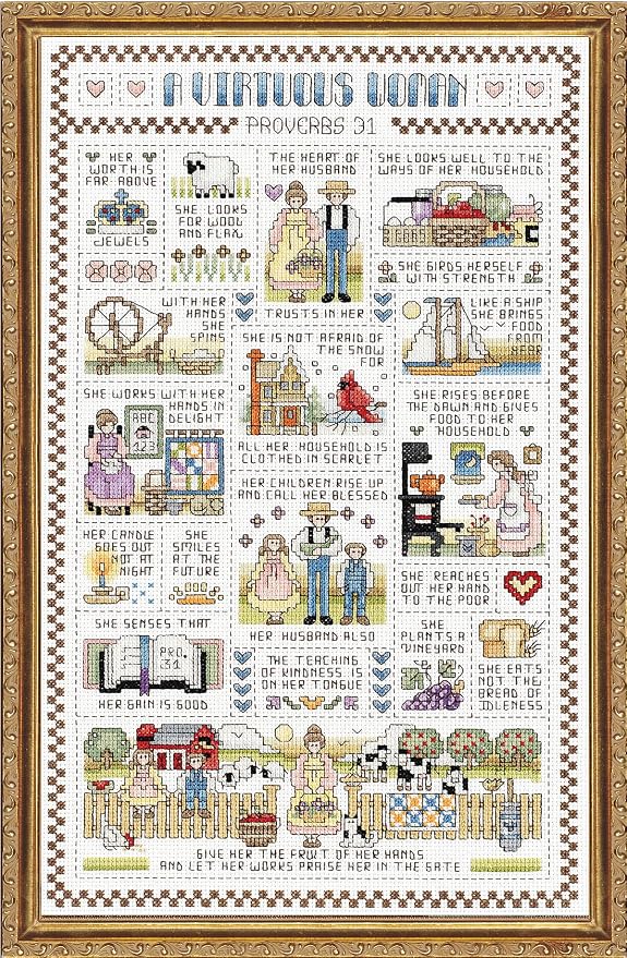 Janlynn 50224 Counted Cross Stitch Kit 9.25"X15.25", A Virtuous Woman by Janlynn