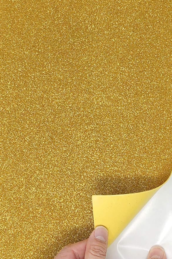 allgala 12 Pack Self-Adhesive Glitter EVA Foam Paper 8 x 12inch Sheets-Gold by Allgala