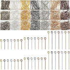 Junkin 1400 Pcs Eye Pins Mix Jewelry Findings 0.63 * 0.79 * 1.18 in Open Eye by Junkin