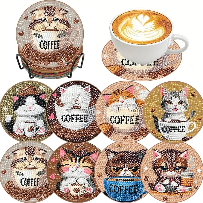 Clendo 8 PCS Diamond Art Coasters by Clendo