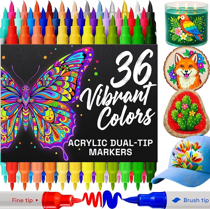 ARTISTRO Acrylic Glass Markers for Wine Glasses and Drinkware, Vibrant Dual Tip by ARTISTRO