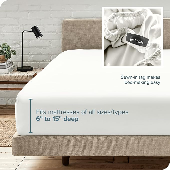 Bare Home Fitted Bottom Sheet Queen Size - Image 6