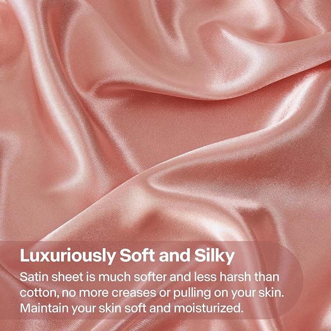 BEDELITE Satin Fitted Sheet and Pillowcase Set, Luxury Soft Similar to Silk - Image 3