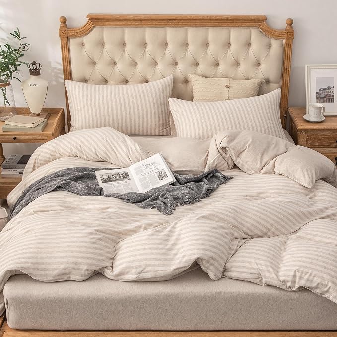 PURE ERA Jersey Knit 2pc Duvet Cover Set 100% T-Shirt Heather Cotton Super Soft - Image 6
