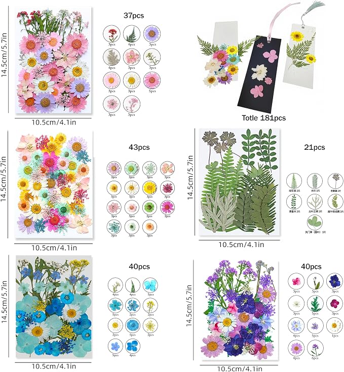 Bakayoyo 451 pcs DIY Dried Pressed Flowers Bookmark Making Kit, DIY Paper Book - Image 9
