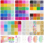 5mm Glass Beads Bracelet Making kit, 96 Colors 12800pcs Glass Seed Beads by Sistenia