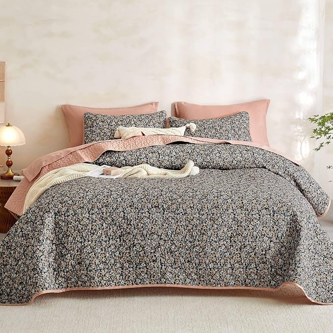 Wake In Cloud - Floral Quilt Set, Cute Vintage Flower Cottagecore Shabby Chic - Image 4