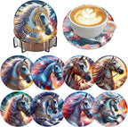 8 Pack Horse Diamond Art Coasters Kit for by Zythron
