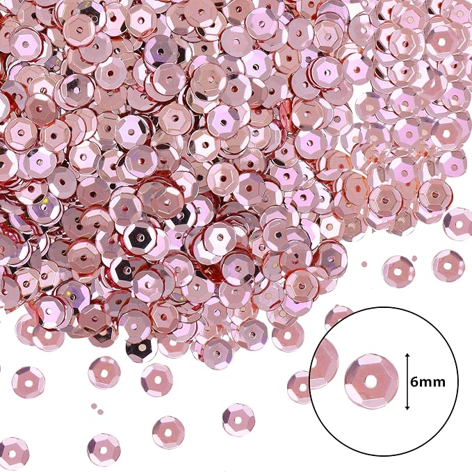 Mandala Crafts 6mm Cup Round Rose Gold Sequins - Image 3