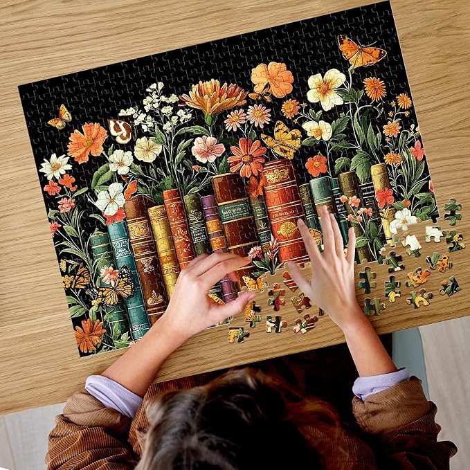 500 Piece Puzzle for Adults | Vintage Wildflowers Books Puzzle | Recycled - Image 7