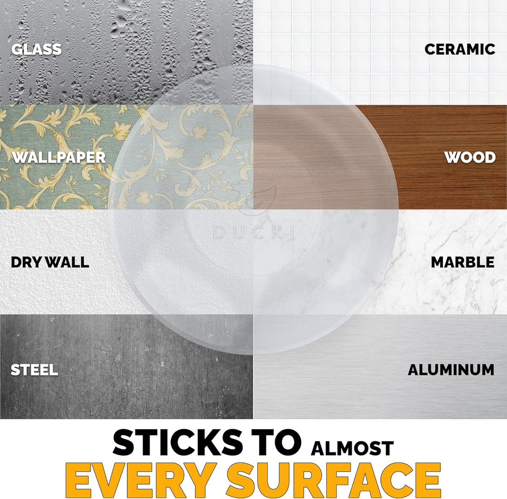 Ducki Door Stop Wall Protector | Self Adhesive Door Knob Wall Protectors from Door Knobs | Rubber Door Stoppers for Wall Damage & Noise | Durable, Shock Absorbent & Discreet | 6 Pack Clear Door Stops