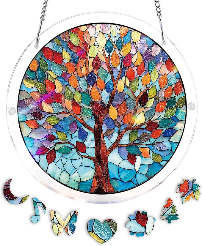 Acrylic Puzzle Suncatcher, Colorful Wishing Tree Sun Catcher by Unknown
