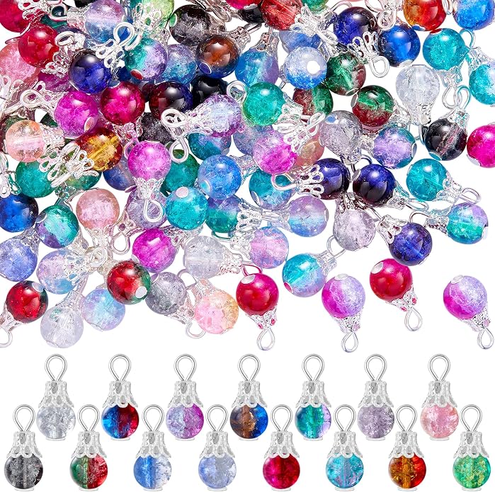 150Pcs Crystal Dangle Charms for Jewelry Making Crackle Bulk Small Cute Charms by COGCHARGER
