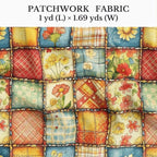 Sunny Garden Patchwork Cotton Fabric Panel 61 x 36.6 Inches, Floral Rustic - Image 2
