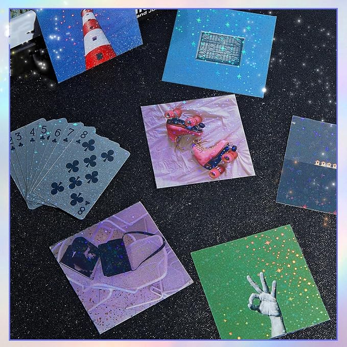 Clabby 36 Sheets Holographic Sticker Paper A4 Vinyl Holographic Laminate Sheets - Image 5