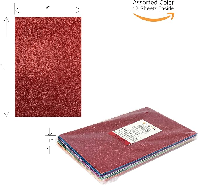Allgala 12 Pack Glitter EVA Foam Paper 8" x 12" Sheets - Image 2