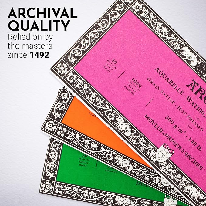 Arches Watercolor Paper Block, Hot Press, 3.9" x 9.8", 140 Pound - Image 5