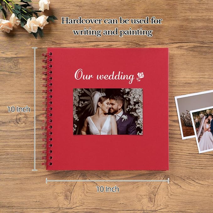 potricher 10 x 10 Inch DIY Scrapbook Album 40 Pages Hardcover Kraft Paper Scrap - Image 2