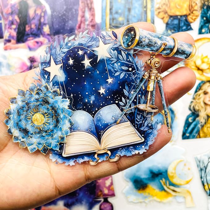 180 PCS Fantasy Midnight Aesthetic Scrapbook Stickers – Boho Watercolor Dreamy - Image 2